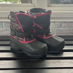 Athletech Kids Black + Pink Leopard Print Boots